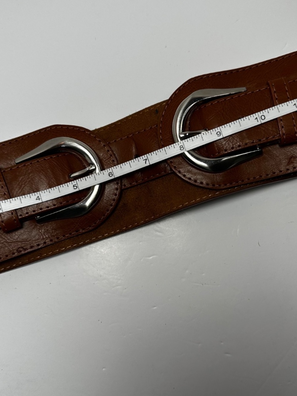 Costa Blanca Brown Double Buckle Wide Waist Belt Medium Adjustable - Picture 11 of 11